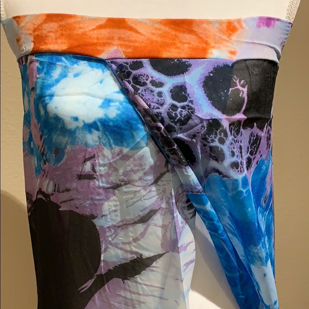 Colorful Blue Print Chiffon Beach Coverup - Picture 2 of 5